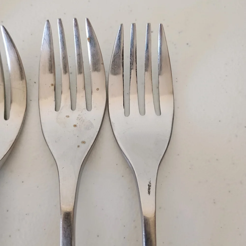 6 Pc Knork Stainless Flatware 2 Knives 1 Dinner Fork 3 Salad Forks
